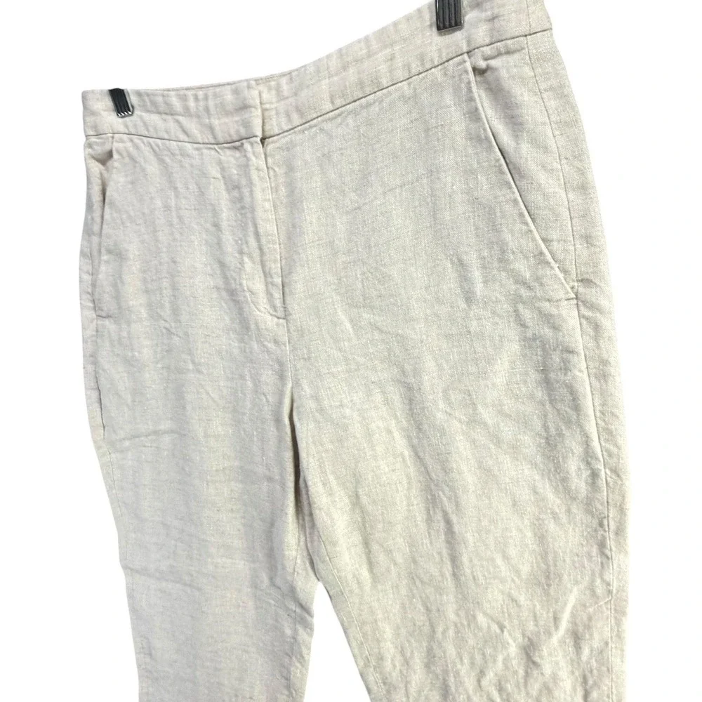 Banana Republic Lina Slim Linen Ankle Pants Womens 6 Beige‎ High Rise Minimalist